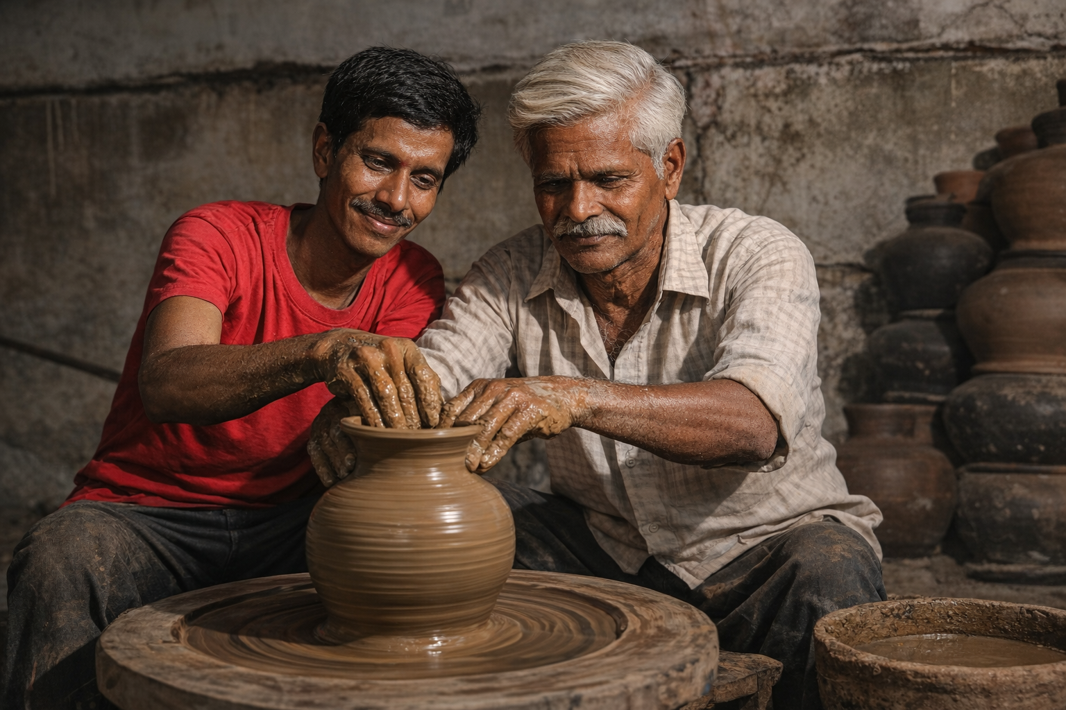 Pottery artisan at the wheel